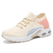 Lace-up Air Cushion Sneakers Women Flying Woven Breathable Casual Mesh Shoes Summer