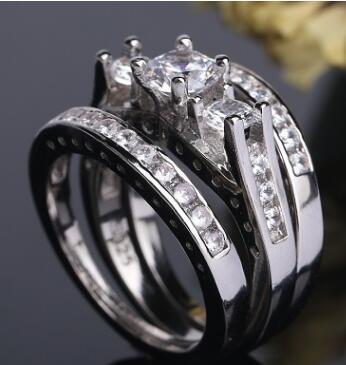 Set of rings European and American couples combination ring Engaged zircon ring