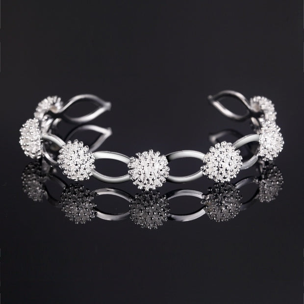 Fireworks Jewelry Set Silver Jewelry Bracelet Pendant Necklace Ring Earring Four-piece Set