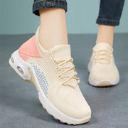 Lace-up Air Cushion Sneakers Women Flying Woven Breathable Casual Mesh Shoes Summer