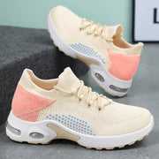 Lace-up Air Cushion Sneakers Women Flying Woven Breathable Casual Mesh Shoes Summer