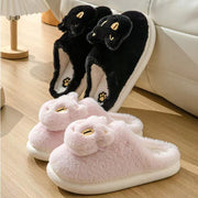 Cotton Cat Slippers Soft Plush Comfy Warm Couple Slip-On House Cute Cat Face Slippers For Winte