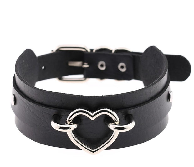 New Fashion Sexy Harajuku Handmade Choker Punk Necklace Leather Heart Necklace Statement Neck Couples Club Party Gifts