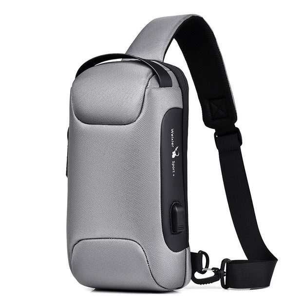 Waterproof USB Anti-theft Bag Men Oxford Crossbody Shoulder Bag Sling Multifunction Short Travel Messenger Chest Pack