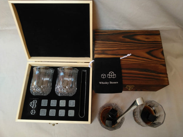 Whisky ice wine stone wooden box set