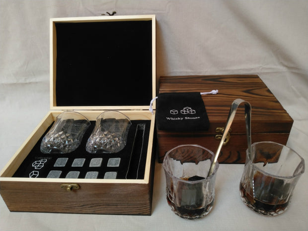 Whisky ice wine stone wooden box set