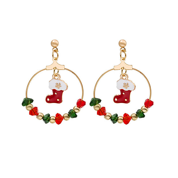 Cartoon Christmas Series Earrings Santa Gifts