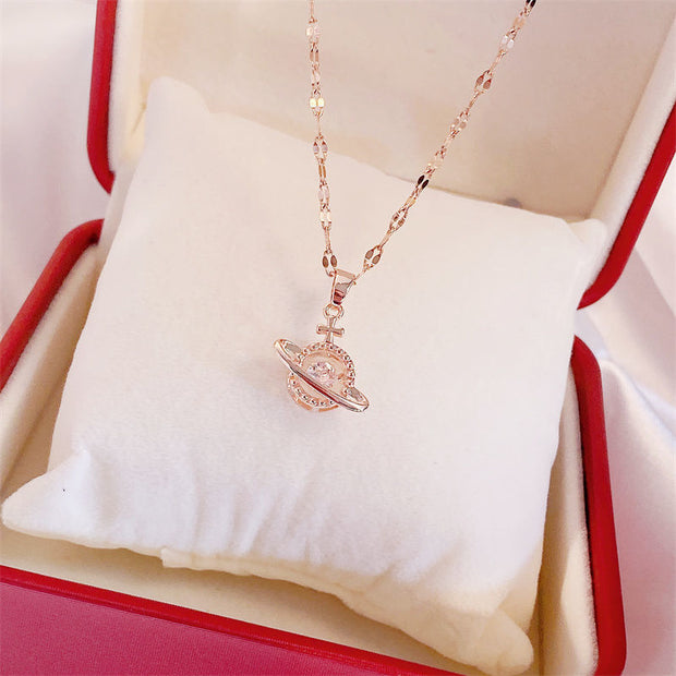 Valentines Day Gift Perfume Bottle Pendant Titanium Steel Necklace Korean Trend Zircon Luxury Female Necklace Charm Jewelry Gift Fashion Jewelry Woman